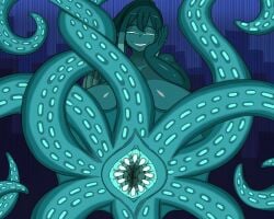 1girls anthro ara_ara blue_body blue_hair blue_skin dr.bug female female_only glow_squid_(minecraft) minecraft monster_girl pussy sharp_teeth smiling smiling_at_viewer smug smug_face solo squid_girl tentacle tentacle uncensored