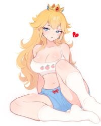 1girls artist_request blonde_hair breasts crown female large_breasts light_skin looking_away_from_viewer mario_(series) nintendo princess_peach solo solo_female source_request tagme tank_top