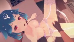 3d annonxi ass bao_(vtuber) blue_hair couch couch_sex fingering koikatsu_(medium) large_ass large_breasts pov pov_eye_contact red_eyes sound sound_effects sweat tagme video