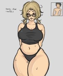 after_sex big_ass big_thighs blonde_hair fat fat_ass hips nerd nerdy_female nervous oc original original_character yuuyi