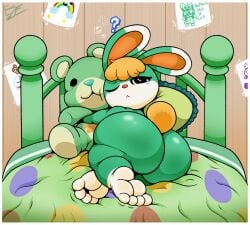 ? animal_crossing ass electricsnowfox huge_ass male nintendo one_eye_closed plushie rabbit sasha_(animal_crossing) thick_thighs video_games wide_hips