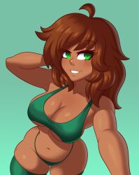 breasts chemical_bro dark-skinned_female female female_only green_eyes oc original original_character solo