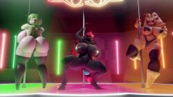 3d animated big_ass big_breasts female furry gardevoir lopunny music nipple_tape pokemon sound sound_effects strip_club stripper_pole tagme thick_thighs tradelt trio twerking video zoroark