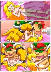 1boy 1girls ass barefoot bbmbbf bed blush bowser breasts comic female male male/female mario_(series) naked nintendo nipples nude palcomix penetration penis princess_peach pussy pussy_juice sex size_difference the_mushroom_kingdom_secret_(comic) vaginal vaginal_penetration vaginal_sex