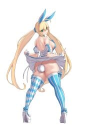 1girls ahoge anal_tail animal_ears argyle_clothes argyle_legwear artoria_caster_(fate) artoria_caster_(swimsuit)_(fate) artoria_pendragon artoria_pendragon_(caster) ass aster_crowley bare_shoulders blonde_hair blue_dress blue_thighhighs blush breasts bunny_ears cleavage cosplay dress fake_animal_ears fake_tail fate/grand_order fate_(series) full_body green_eyes hairband high_heels high_resolution highres huge_breasts long_hair looking_at_viewer looking_back medium_breasts no_panties paid_reward puffy_short_sleeves puffy_sleeves rabbit_ears rabbit_tail ready_for_sex short_sleeves skirt small_breasts smile striped_clothes striped_thighhighs tagme tail tail_plug thick_thighs thighhighs thighs twintails very_high_resolution white_shirt