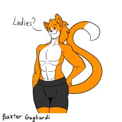 abs baker baxter_gagliardi buff chef cook feline flirt freudski hunk italian long_hair long_tail luhyzi male_only mixed_heritage muscular orange_fur pecs shorts six_pack strong