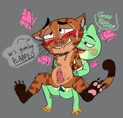 alternate_universe animal_genitalia anthro anthro_penetrating belly_bulge cartoon cartoony feline frog furry furry_penis furry_pussy intersex intersex_penetrating kaeloo toony