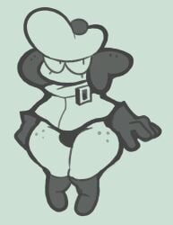 ass_focus berryofmalice boots buckle bulge eyelashes freckles freckles_on_thighs gloves hat male monochrome no_visible_genitalia sketch thick_thighs thights toony