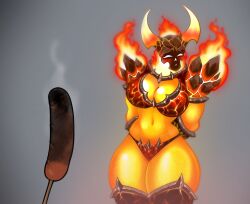 1girls big_breasts female heroes_of_the_storm ragnaros rule_63 spacemaxmarine thick_legs thick_thighs thighhighs warcraft