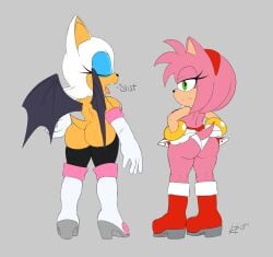 amy_rose ass dialogue female havoczo rouge_the_bat sega sonic_(series)