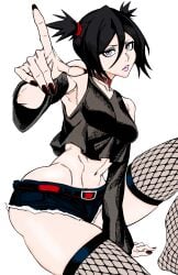 1girls 3rd_party_edit artist_request big_ass bleach bleach:_the_thousand-year_blood_war booty_shorts chocker collar emo exposed_midriff female female_only goth goth_girl kuchiki_rukia petite petite_female short_shorts short_twintails slim_waist slutty_clothing slutty_outfit stockings thick_lips thick_thighs transparent_background twintails wide_hips