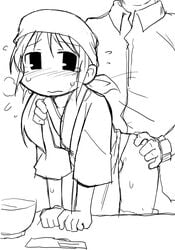 ass_grab character_request doggy_style head_scarf monochrome nichijou sex waitress_(nichijou) zubatto