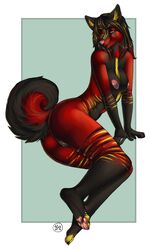 2014 anthro ass black_hair breasts canine color female fox fur furry_ears furry_tail half-closed_eyes husky hybrid large_ass long_hair mammal maxxmissions medium_breasts nipples nova_grimm nude orange_eyes original pussy red_hair solo tail uncensored