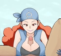 00s big_breasts breasts clothed_female clothed_female_nude_male clothed_sex female human human_only light-skinned_female light_skin long_hair male nintendo paizuri penis pink_hair pokemon pokemon_rse red_hair shelly_(pokemon) shelly_(pokemon_rse) silvina_(pokémon) smile straight team_aqua