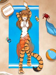 anthro breasts chest_tuft feline female flora_(twokinds) fur furry hair keidran long_hair mammal nude open_mouth pussy see-through solo tiger tom_fischbach tuft twokinds