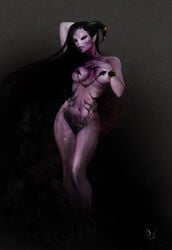 1girls black_hair bracelet breasts chaos_(warhammer) chaos_daemon daemonette demon demon_girl female female_only horn jewelry navel pointy_ears pose purple_skin slaanesh slaanesh-goddess666 solo solo_female standing very_long_hair warhammer_(franchise) warhammer_40k