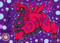 2013 areola arthropod ass beetle blush breasts erect_nipples female insect interspecies large_areolae looking_at_viewer multi_breast nintendo nipples pink_skin pokemon pose scolipede short_tail solo souzousha thick_thighs thighs video_games wide_hips yellow_eyes yellow_sclera