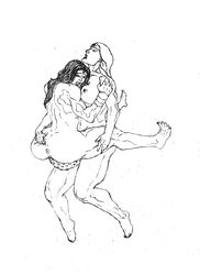 2girls amazon anus ass back dc_comics diana_prince female hippolyta incest monochrome mother mother_and_daughter multiple_girls muscular muscular_female new_52 nude princess sex sketch strap-on wonder_woman wonder_woman_(series) yuri