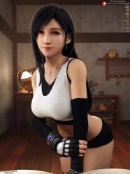 3d 3d_(artwork) big_breasts clothed clothing cute darkbahamuth final_fantasy final_fantasy_vii midriff panties pinup sfw tifa_lockhart