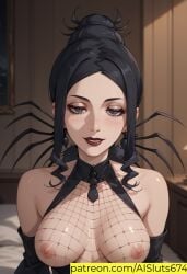 1girls ai_generated ai_sluts arachne_gorgon arachnid_humanoid breasts milf monster_girl solo solo_female soul_eater villainess