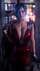 1girls 3d ada_wong asian asian_female big_breasts black_hair huge_breasts resident_evil resident_evil_2 resident_evil_2_remake serpentorder short_hair