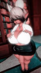 1futa 3d big_breasts blonde_hair blouse breasts dark_skin digital_media final_fantasy_xiv freckles futa_only futanari gpose(ffxiv) heels hips hips_wider_than_shoulders lalafell large_penis long_penis looking_at_viewer penis_hanging penis_under_skirt plump purple_eyes raraka_raka screenshot screenshot_edit sequence shortstack skirt solo tagme tanuki wide_hips