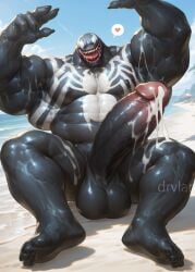 1boy ai_generated bara barazoku beach bigpenis chubby cum gay male_only marvel marvel_comics marvel_rivals muscular muscular_male penis solo solo_male venom venom(marvel) venom_(marvel_rivals)