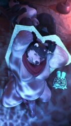 absurd_res agent_patch anthro armor ass barely_visible_butt beach bear belly big_belly big_penis black_body black_fur chair clothing dollymolly323 duo epic_games fortnite fur furniture genitals giant_panda glistening hand_on_belly hands_behind_head headgear helmet hi_res high-angle_view kerchief looking_at_viewer lounge_chair male male/male mammal mean_look moobs musclegut muscular nude overweight overweight_anthro overweight_male penis polar_bear polar_patroller presenting pubes reflection sand sleeping speedo speedo_down swimwear thick_thighs ursine water water_reflection white_body white_fur