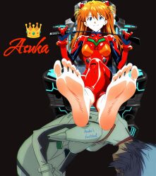 2girls ai_generated all_fours asuka_langley_sohryu barefoot blue_eyes blue_hair bondage character_name crossed_ankles edit feet femdom foot_fetish foot_focus footstool happy human_footstool human_furniture humiliation kneeling loser neon_genesis_evangelion orange_hair pilot_suit plugsuit red_bodysuit rei_ayanami relaxing riding_crop short_hair simple_background sitting sitting_on_chair smile smiling smiling_at_viewer soles toes winner writing_on_body