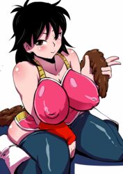 1girls black_hair blush breasts brown_eyes dragon_ball dragon_ball_(series) dragon_ball_super earrings female female_only fully_clothed gine light-skinned_female light_skin long_hair milf mother nude rickert_kai saiyan spiky_hair tail