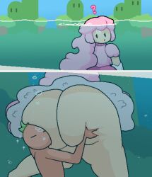 air_bubble air_bubbles ass ass_focus big_ass bubble bubbles butt_worship cosplay holding_butt huge_ass mario_(series) mia_(okami_tomato) pink_hair princess_peach red_skin sinking squeezing squeezing_butt tomato tomato_(okami_tomato) underwater water zxtomatofan