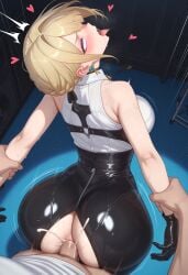 ahe_gao ai_generated anal anal_sex arm_grab ass big_ass blonde_hair breasts clothed_sex cum cum_in_ass curvy evelyn_chevalier fucked_from_behind fucked_senseless hourglass_figure large_ass large_breasts purple_eyes sex wide_hips wrist_grab zenless_zone_zero