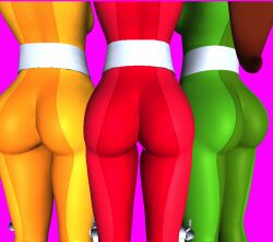 3d 3girls alex_(totally_spies) ass bodysuit bubble_butt clover_(totally_spies) misspussyfan sam_(totally_spies) totally_spies xnalara