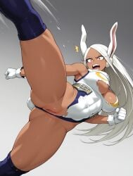 1girls ai_generated big_breasts boku_no_hero_academia breasts female female_only fight fighting joocass mirko my_hero_academia pussy rumi_usagiyama solo stable_diffusion thick_thighs thighs vagina wardrobe_malfunction