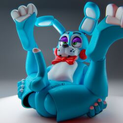 1:1 3_toes 3d_(artwork) absurd_res animatronic anthro ass balls bedroom_eyes blender_(artwork) bow_tie buckteeth chromatic_aberration digital_media_(artwork) digitigrade feet five_nights_at_freddy's five_nights_at_freddy's_2 genitals green_eyes hi_res humanoid_genitalia humanoid_penis lagomorph legs_up leporid lying machine male mammal narrowed_eyes on_back open_mouth penis presenting presenting_balls presenting_hindquarters presenting_penis rabbit red_bow_tie robot robot_anthro scottgames seductive solo spread_legs spreading teeth thick_thighs toes toy_bonnie_(fnaf) vincead watermark