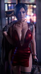 1girls 3d ada_wong asian asian_female big_breasts black_hair huge_breasts resident_evil resident_evil_2 resident_evil_2_remake serpentorder short_hair