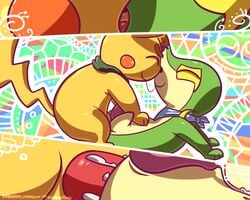 anal anal_sex bandana cum cum_in_ass cum_inside cute duo furry furry_only gay kissing lying male missionary_position nintendo on_back penetration penis pikachu pokehidden pokemon pokemon_(species) saliva saliva_string sex snivy tongue video_games