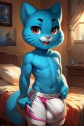 ai_generated anthro big_bulge gumball_watterson small_but_hung the_amazing_world_of_gumball