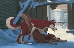 anal anal_knotting anal_sex balls balto balto_(series) bodily_fluids brown_body brown_fur building canid canine canis closed_eyes cum cum_while_penetrated domestic_dog duo ethersilverfox father's_day father_(lore) father_and_child_(lore) father_and_son_(lore) feral feral_on_feral feral_penetrated feral_penetrating feral_penetrating_feral fur genital_fluids genitals hi_res holidays husky hybrid incest_(lore) knotting kodiak_(balto) male male/male male_penetrated male_penetrating male_penetrating_male mammal nordic_sled_dog outside parent_(lore) parent_and_child_(lore) parent_and_son_(lore) penetration penile penile_penetration penis_in_ass red_body red_fur sex sharp_teeth son_(lore) son_penetrating_father spitz teeth universal_studios winter wolfdog