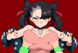 1boy ai_generated big_breasts breast_grab breasts female groping_breasts huge_breasts marnie_(pokemon) novelai paulinebabe pokemon pokemon_(anime) pokemon_journeys pokemon_ss pov satoshi_(pokemon) straight