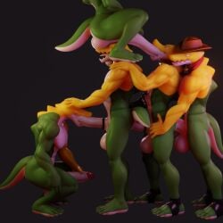 3d 5boys alligator anal anal_sex anonymous_artist anthro anthro_male anthro_on_anthro anthro_only anthro_penetrating_anthro balls balls_on_face balls_on_head belly_bulge big_balls big_penis black_background blender_(artwork) blender_(software) blender_eevee cock cock_ring cowboy_hat dick erect_penis erection fivesome gay gay_sex green_body group group_sex gummigoo_(tadc) gummigoo_(the_amazing_digital_circus) gummigoo_(valorlynz) gummy_creature hand_on_penis male male/male male_only muscular muscular_anthro muscular_male naked nude open_mouth oral oral_sex penetrating_while_penetrated penetration penile penis penis_in_ass penis_in_mouth pink_penis_tip red_scarf reptile selfcest sex sitting sitting_on_shoulders standing standing_sex the_amazing_digital_circus white_body yellow_body