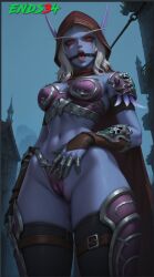 ai_generated armor ass ball_gag big_ass bikini_armor blizzard_entertainment elf_female ends34 female female_only fit_female gag overwatch overwatch_2 pussy pussy_juice stockings sylvanas_windrunner widowmaker