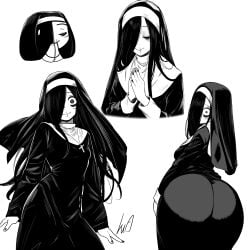 big_ass dat_ass huge_breasts nun nun's_habit nun_outfit the_ring yamamura_sadako