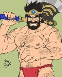 balls bara beard dragon_quest dragon_quest_iii facial_hair fundoshi male male_only muscles muscular ortega_(dq3) penis saba_ice solo solo_male