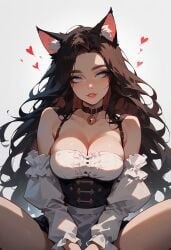 ai_generated catgirl cleavage collar corset large_breasts long_hair