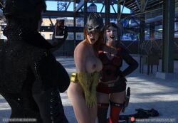 batgirl catwoman cfnf dc_comics embarrassed embarrassed_nude_female enf female harley_quinn humiliation prisoner public_humiliation stripped superheroine tagme unmasked