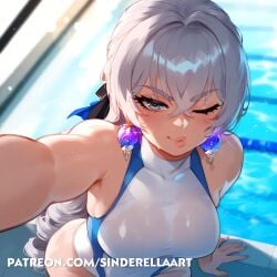 ai_generated big_breasts bronya_rand bronya_zaychik busty commission female honkai:_star_rail honkai_(series) honkai_impact_3rd patreon_url pool sinderellaart swimsuit tease teasing teasing_viewer teen teen_girl teenage_girl teenager thick thick_ass thick_legs thick_thighs voluptuous voluptuous_female