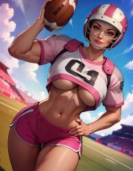 1girls ai_generated ass big_ass big_breasts breasts female female_only football narrow_waist nerdddemon solo solo_female superbowl thick thick_ass thick_thighs thighs toned_stomach voluptuous voluptuous_female wide_hips