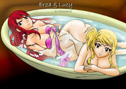 bathtub erza_scarlet fairy_tail female female_only franarok human lucy_heartfilia multiple_females nude