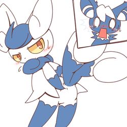 1boy 1girls 2014 anthro anus ass bent_over blush cre feline female fur looking_back male mammal meowstic nintendo nude open_mouth pokemon spread_anus spreading standing straight sweat video_games white_background